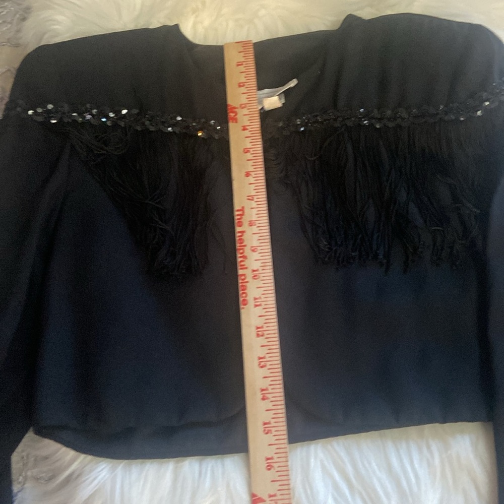 Pantagis Sz 8 Chic Black Fringe Sequin Short Women’s Jacket - Picture 8 of 11